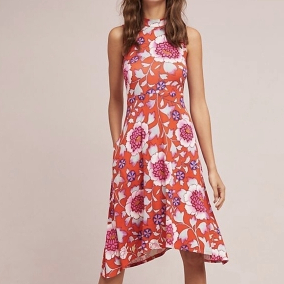 Anthropologie Dresses & Skirts - Anthropologie Maeve Cleary floral soft stretchy jersey Asymmetrical dress